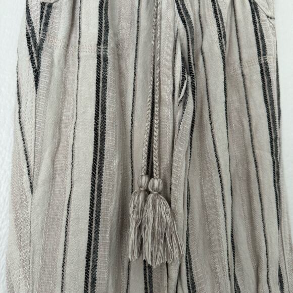 Sky & Sparrow Womens Brown Flowy Pant Linen Blend Stretch Waist Boho Size Small - Picture 3 of 9